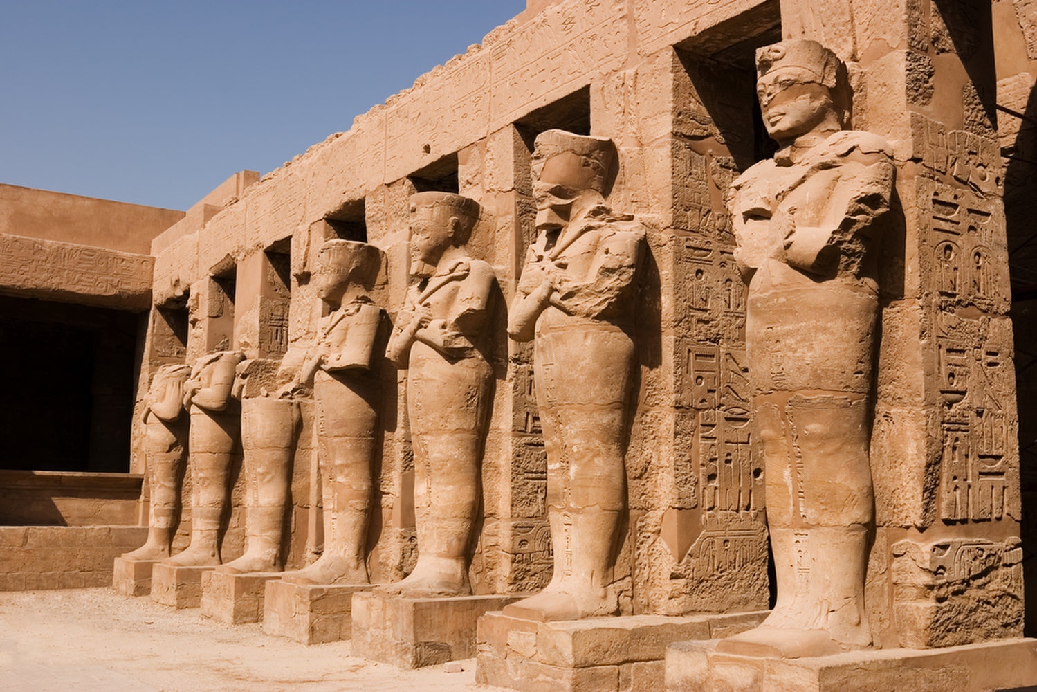 Statues of Ramses II as Osiris in Karnak Temple, Luxor (Thebes) Egypt.